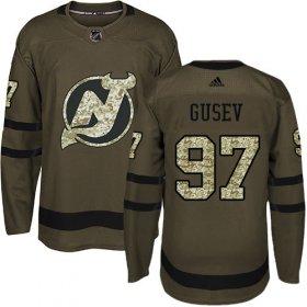 Wholesale Cheap Adidas Devils #97 Nikita Gusev Green Salute to Service Stitched NHL Jersey