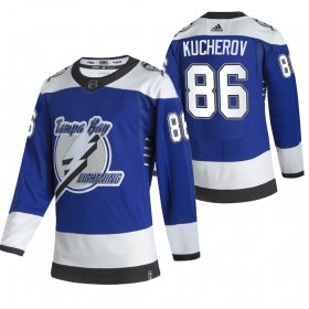 Wholesale Cheap Tampa Bay Lightning #86 Nikita Kucherov Blue Men\'s Adidas 2020-21 Reverse Retro Alternate NHL Jersey