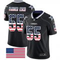 Wholesale Cheap Nike Cowboys #55 Leighton Vander Esch Black Men's Stitched NFL Limited Rush USA Flag Jersey