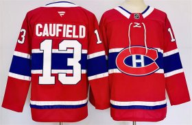 Men\'s Montreal Canadiens #13 Cole Caufield Red 2024-25 Stitched Jersey