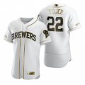 Wholesale Cheap Milwaukee Brewers #22 Christian Yelich White Nike Men's Authentic Golden Edition MLB Jersey