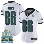 Wholesale Cheap Nike Eagles #86 Zach Ertz White Super Bowl LII Champions Women's Stitched NFL Vapor Untouchable Limited Jersey