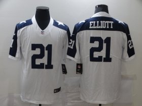 Wholesale Cheap Men\'s Dallas Cowboys #21 Ezekiel Elliott White Thanksgiving Vapor Untouchable Stitched NFL Nike Limited Jersey