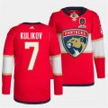 Cheap Men's Florida Panthers #7 Dmitry Kulikov Red Home 2024 Stanley Cup Champions Stitched Jersey