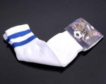 Wholesale Cheap Soccer Football Sock White & Blue Stripe