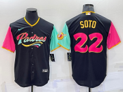 Wholesale Cheap Men's San Diego Padres #22 Juan Soto Black 2022 City Connect Cool Base Stitched Jersey