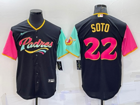 Wholesale Cheap Men\'s San Diego Padres #22 Juan Soto Black 2022 City Connect Cool Base Stitched Jersey