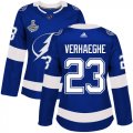 Cheap Adidas Lightning #23 Carter Verhaeghe Blue Home Authentic Women's 2020 Stanley Cup Champions Stitched NHL Jersey