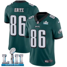 Wholesale Cheap Nike Eagles #86 Zach Ertz Midnight Green Team Color Super Bowl LII Men\'s Stitched NFL Vapor Untouchable Limited Jersey