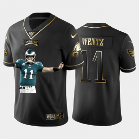 Cheap Philadelphia Eagles #11 Carson Wentz Nike Team Hero Vapor Limited NFL 100 Jersey Black Golden