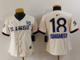 Cheap Women's Los Angeles Dodgers #18 Yoshinobu Yamamoto Cream 2024 City Connect Limited Jersey