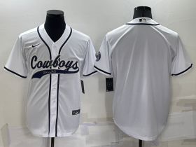 Wholesale Men\'s Dallas Cowboys Blank White Stitched MLB Cool Base Nike Baseball Jersey