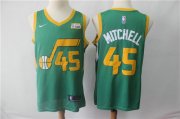 Wholesale Cheap Men's Utah Jazz 45 Donovan Mitchell Nike Green 2018-19 Swingman Earned Edition Jersey - Earned Edition