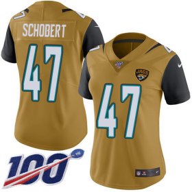 Wholesale Cheap Nike Jaguars #47 Joe Schobert Gold Women\'s Stitched NFL Limited Rush 100th Season Jersey