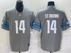 Men\'s Detroit Lions #14 Amon Ra St Brown Grey 2023 FUSE Vapor Limited Stitched Jersey