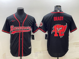 Wholesale Cheap Men's Tampa Bay Buccaneers #12 Tom Brady Black Team Big Logo With Patch Cool Base Stitched Baseball Jersey