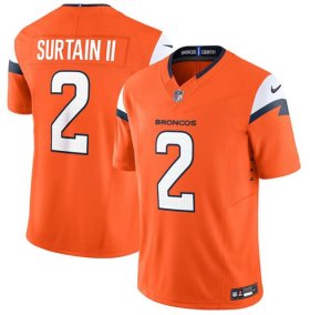 Cheap Men\'s Denver Broncos #2 Pat Surtain II Orange 2024 F.U.S.E. Vapor Limited Stitched Football Jersey