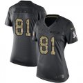 Wholesale Cheap Nike Lions #81 Calvin Johnson Black Women's Stitched NFL Limited 2016 Salute to Service Jersey