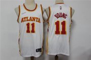 Wholesale Cheap Men's Atlanta Hawks #11 Trae Young White Nike 75th Anniversary Diamond 2021 Stitched Jersey