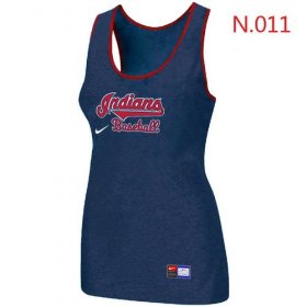 Wholesale Cheap Women\'s Nike Cleveland Indians Tri-Blend Racerback Stretch Tank Top Blue