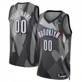 Cheap Men\'s Brooklyn Nets Active Player Custom Gray 2024-25 City Edition Stitched Basketball Jersey