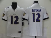 Wholesale Cheap Men's Baltimore Ravens #12 Rashod Bateman White 2021 Draft Jersey