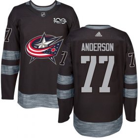 Wholesale Cheap Adidas Blue Jackets #77 Josh Anderson Black 1917-2017 100th Anniversary Stitched NHL Jersey