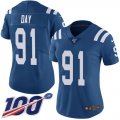 Wholesale Cheap Nike Colts #91 Sheldon Day Royal Blue Team Color Women's Stitched NFL 100th Season Vapor Untouchable Limited Jersey