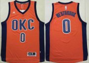 Wholesale Cheap Men's Oklahoma City Thunder #0 Russell Westbrook Revolution 30 Swingman 2015-16 New Orange Jersey