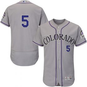 Wholesale Cheap Rockies #5 Carlos Gonzalez Grey Flexbase Authentic Collection Stitched MLB Jersey