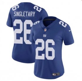 Cheap Women\'s New York Giants #26 Devin Singletary Blue Vapor Stitched Jersey(Run Small)