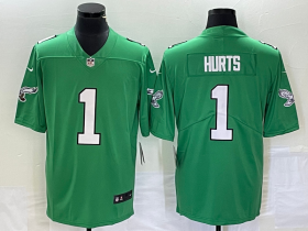 Wholesale Cheap Men\'s Philadelphia Eagles #1 Jalen Hurts Limited Green 2023 Vapor Jersey