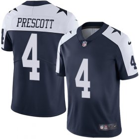 Wholesale Cheap Nike Cowboys #4 Dak Prescott Navy Blue Thanksgiving Youth Stitched NFL Vapor Untouchable Limited Throwback Jersey