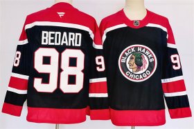 Men\'s Chicago Blackhawks #98 Connor Bedard Black 2024-25 Stitched Hockey Jersey