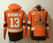 Wholesale Cheap Men's Cleveland Browns #13 Odell Beckham Jr NEW Orange Pocket Stitched NFL Pullover Hoodie