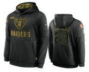 Wholesale Cheap Men's Las Vegas Raiders #28 Josh Jacobs Black 2020 Salute To Service Sideline Performance Pullover Hoodie