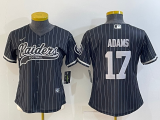 Wholesale Cheap Women's Las Vegas Raiders #17 Davante Adams Black Team Big Logo With Patch Cool Base Stitched Baseball Jersey