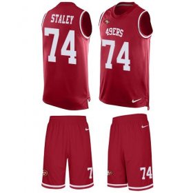 Wholesale Cheap Nike 49ers #74 Joe Staley Red Team Color Men\'s Stitched NFL Limited Tank Top Suit Jersey