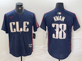 Cheap Men\'s Cleveland Guardians #38 Steven Kwan Navy 2024 City Connect Limited Stitched Jersey