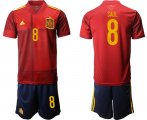 Wholesale Cheap Men 2021 European Cup Spain home red 8 Soccer Jersey