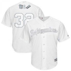 Wholesale Cheap Milwaukee Brewers #32 Jeremy Jeffress Majestic 2019 Players\' Weekend Cool Base Player Jersey White