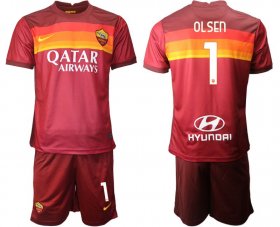 Wholesale Cheap Men 2020-2021 club Roma home 1 red Soccer Jerseys