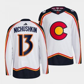 Wholesale Cheap Men\'s Colorado Avalanche #13 Valeri Nichushkin White 2022-23 Reverse Retro Stitched Jersey