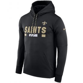 Wholesale Cheap Men\'s New Orleans Saints Nike Black Sideline ThermaFit Performance PO Hoodie