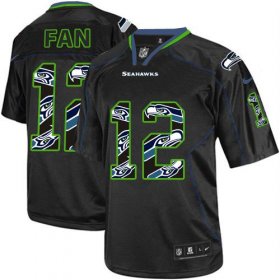 Wholesale Cheap Nike Seahawks #12 Fan New Lights Out Black Men\'s Stitched NFL Elite Jersey