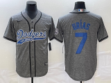 Wholesale Cheap Men's Los Angeles Dodgers #7 Julio Urias Grey Gridiron Cool Base Stitched Baseball Jersey