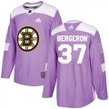 Wholesale Cheap Adidas Bruins #37 Patrice Bergeron Purple Authentic Fights Cancer Youth Stitched NHL Jersey