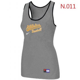 Wholesale Cheap Women\'s Nike Oakland Athletics Tri-Blend Racerback Stretch Tank Top Light Grey