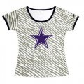 Wholesale Cheap Women's Dallas Cowboys Sideline Legend Authentic Logo Zebra Stripes T-Shirt