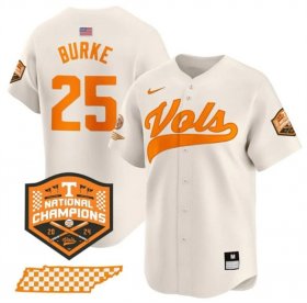 Men\'s Tennessee Volunteers #25 Blake Burke Cream 2024 Champions Vapor Limited Stitched Jersey